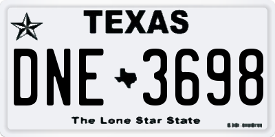 TX license plate DNE3698