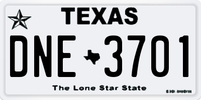 TX license plate DNE3701