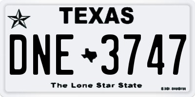 TX license plate DNE3747