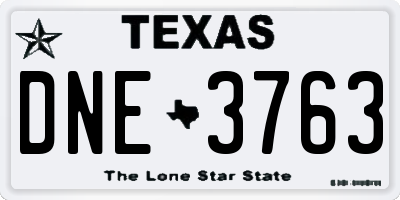 TX license plate DNE3763