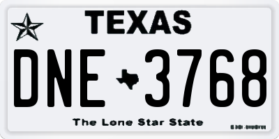 TX license plate DNE3768