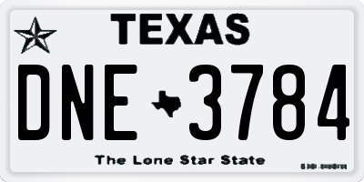 TX license plate DNE3784