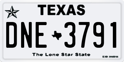 TX license plate DNE3791