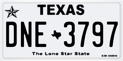 TX license plate DNE3797