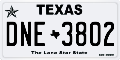 TX license plate DNE3802