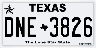TX license plate DNE3826