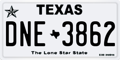 TX license plate DNE3862