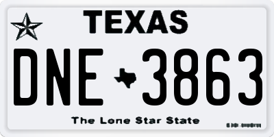 TX license plate DNE3863