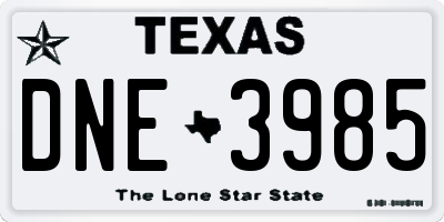 TX license plate DNE3985