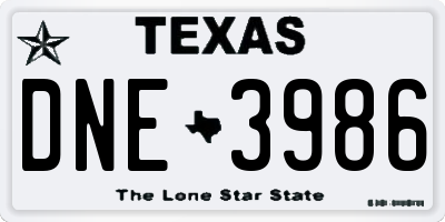 TX license plate DNE3986