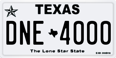 TX license plate DNE4000