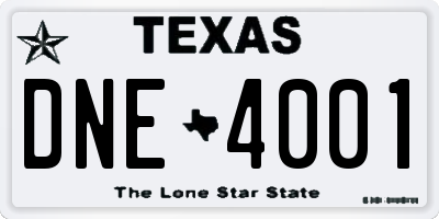 TX license plate DNE4001