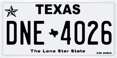 TX license plate DNE4026