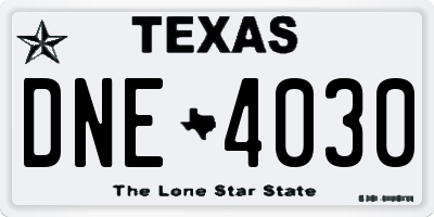 TX license plate DNE4030