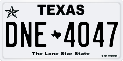 TX license plate DNE4047