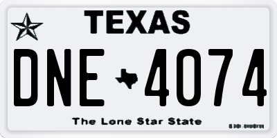 TX license plate DNE4074