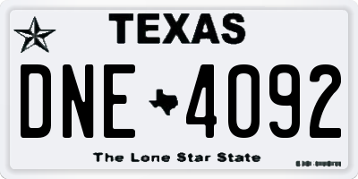 TX license plate DNE4092