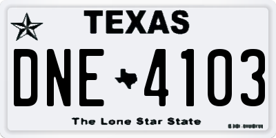 TX license plate DNE4103