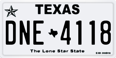TX license plate DNE4118