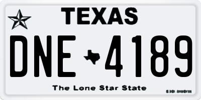 TX license plate DNE4189