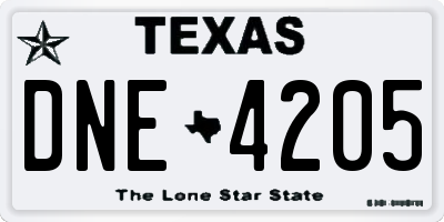 TX license plate DNE4205