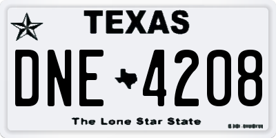 TX license plate DNE4208