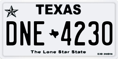 TX license plate DNE4230