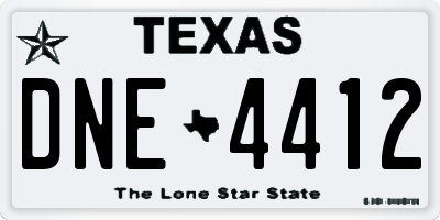 TX license plate DNE4412