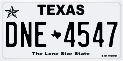 TX license plate DNE4547