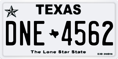 TX license plate DNE4562