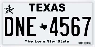 TX license plate DNE4567
