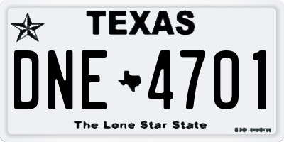 TX license plate DNE4701