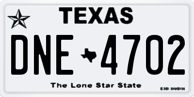 TX license plate DNE4702