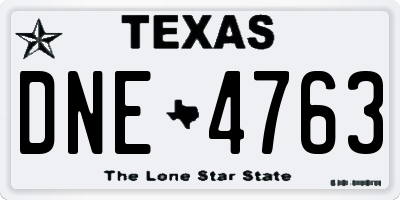 TX license plate DNE4763