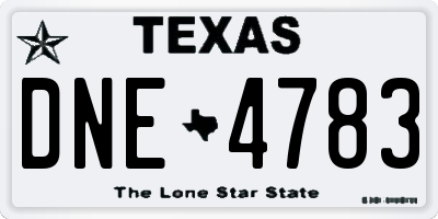 TX license plate DNE4783