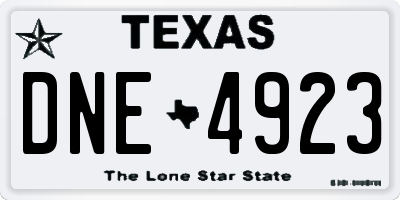 TX license plate DNE4923