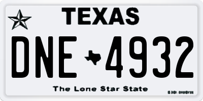 TX license plate DNE4932