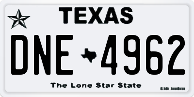 TX license plate DNE4962