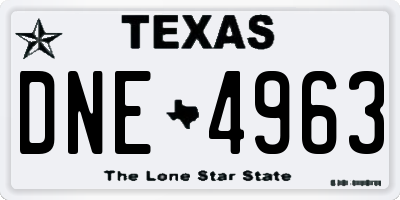 TX license plate DNE4963