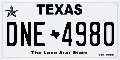 TX license plate DNE4980