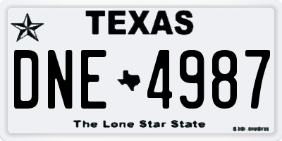 TX license plate DNE4987