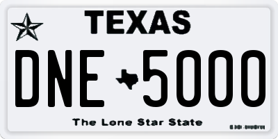 TX license plate DNE5000