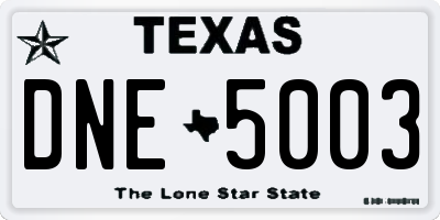 TX license plate DNE5003