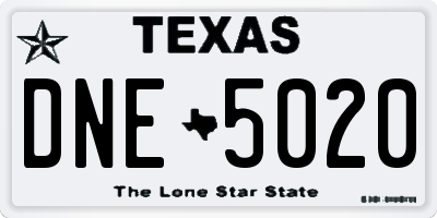 TX license plate DNE5020