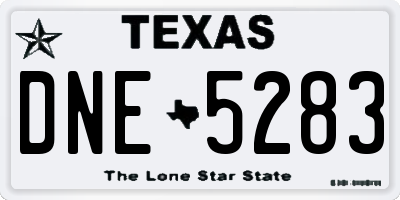 TX license plate DNE5283
