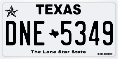 TX license plate DNE5349