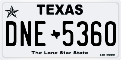 TX license plate DNE5360