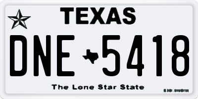 TX license plate DNE5418