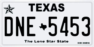 TX license plate DNE5453