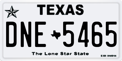 TX license plate DNE5465